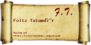 Foltz Talamér névjegykártya
